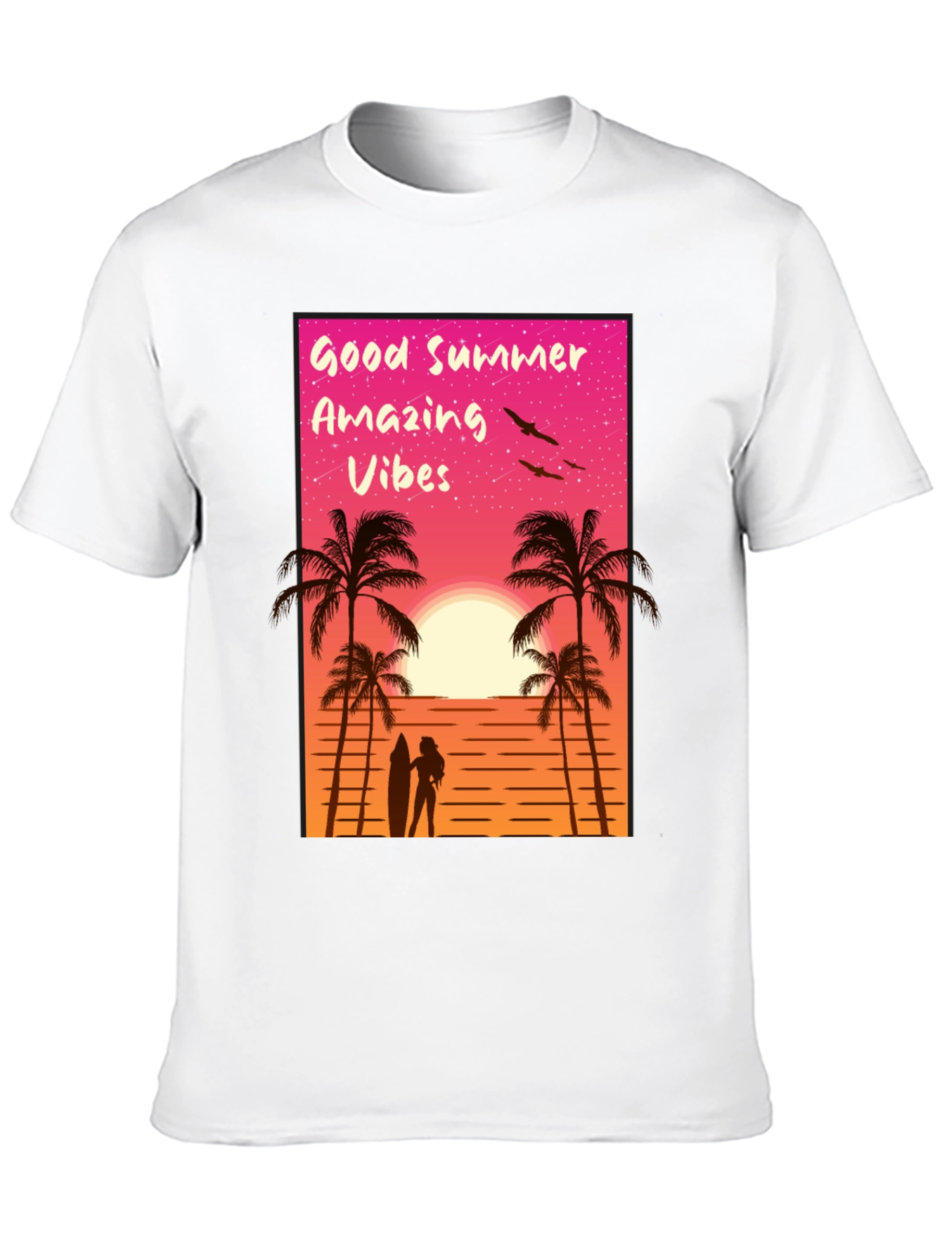 Good Summer Vibes Graphic T-Shirt - Beach Sunset Tee