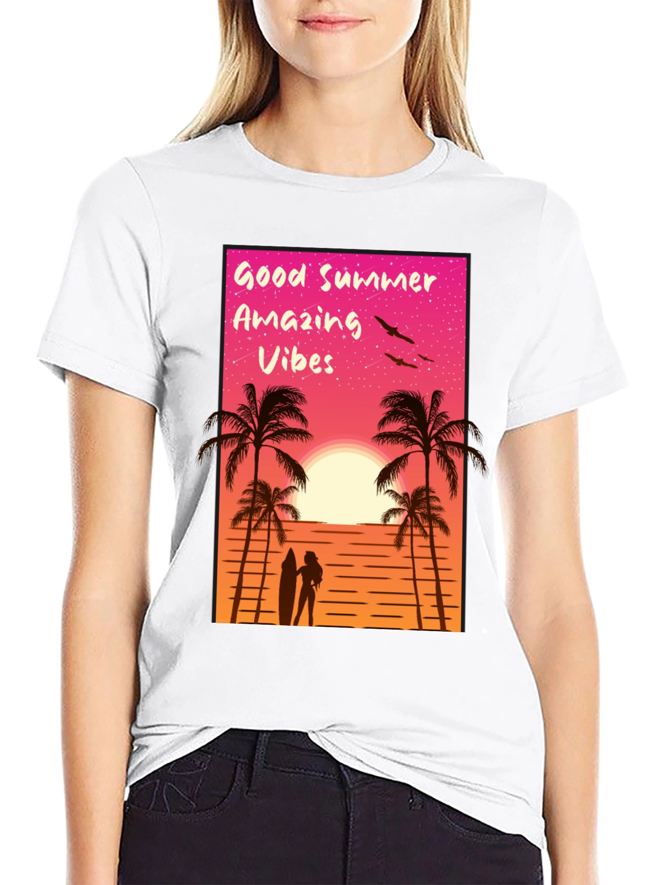 Good Summer Vibes Graphic T-Shirt - Beach Sunset Tee