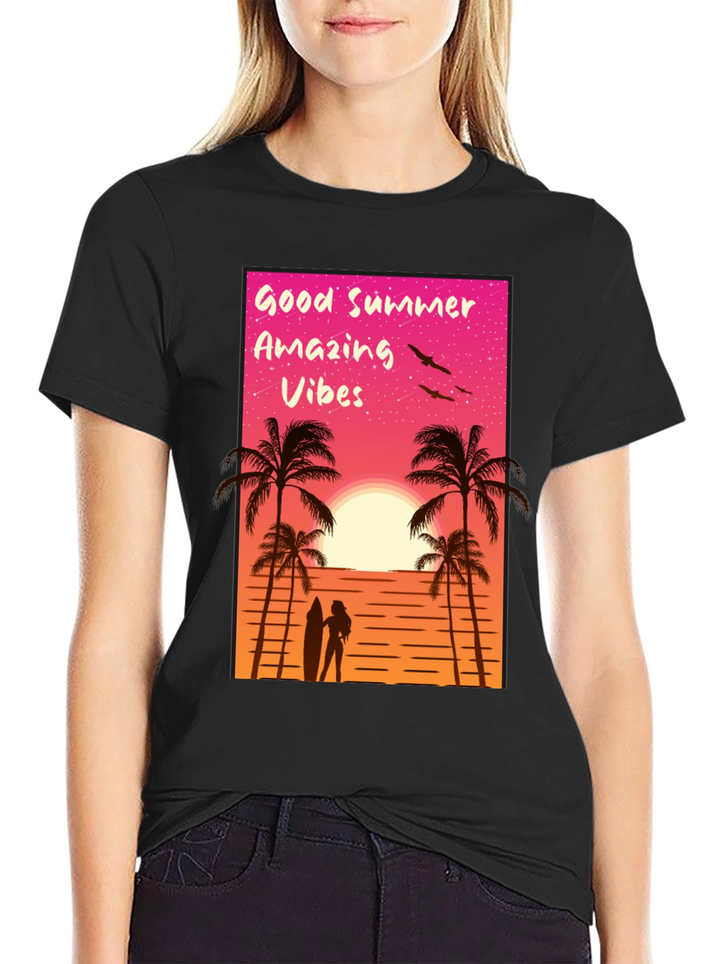 Good Summer Vibes Graphic T-Shirt - Beach Sunset Tee