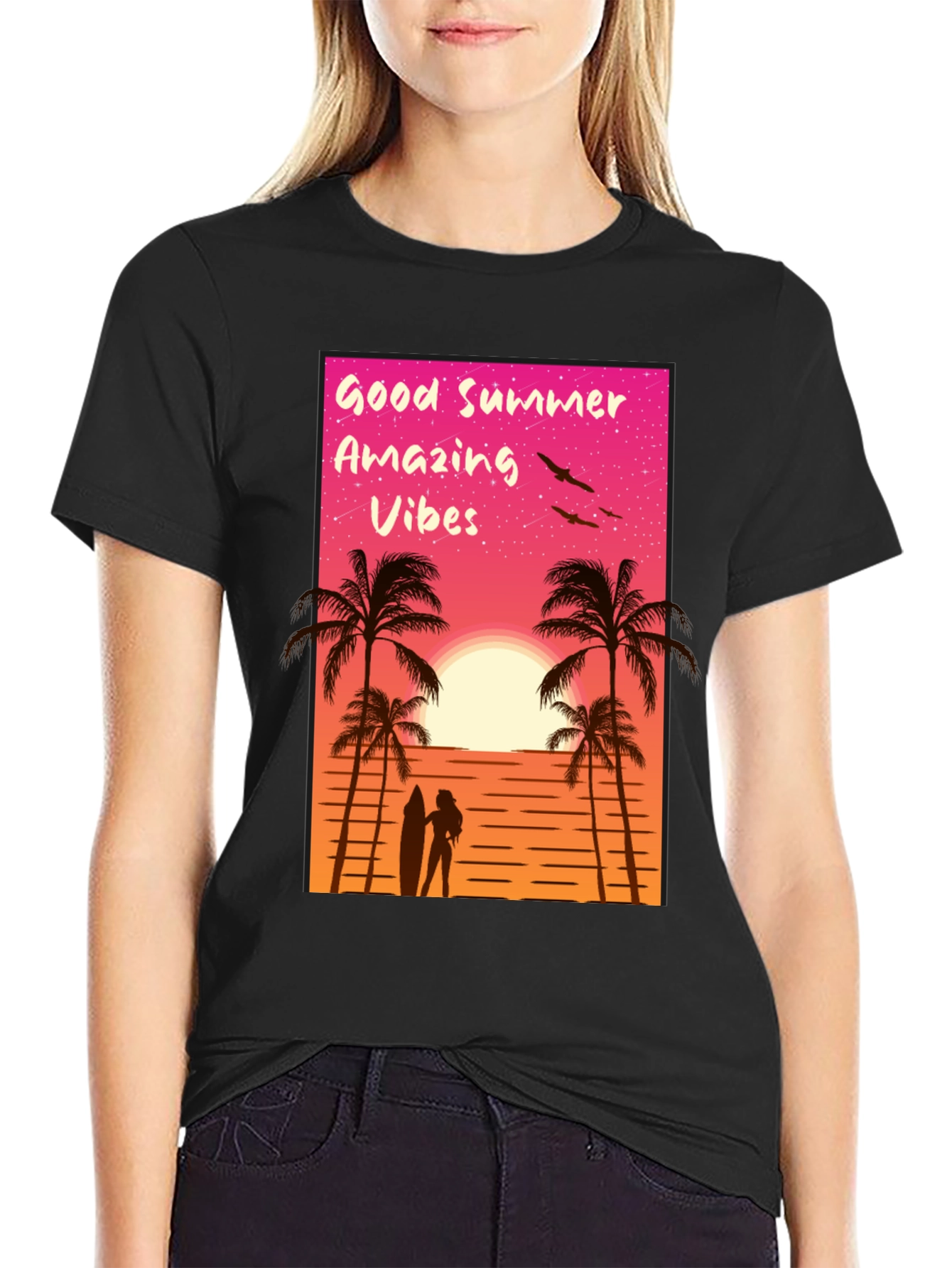 Good Summer Vibes Graphic T-Shirt - Beach Sunset Tee