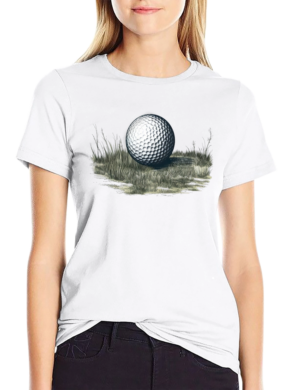 Golf Ball Graphic Tee - Black Cotton