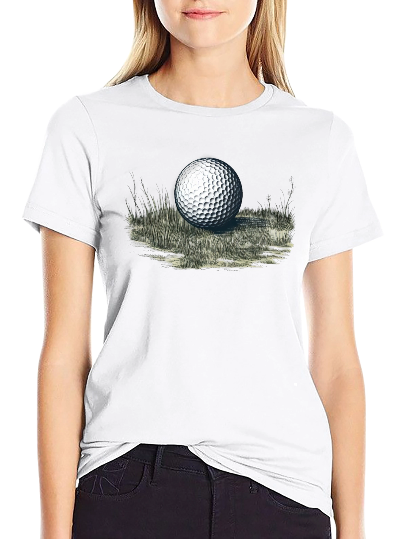 Golf Ball Graphic Tee - Black Cotton
