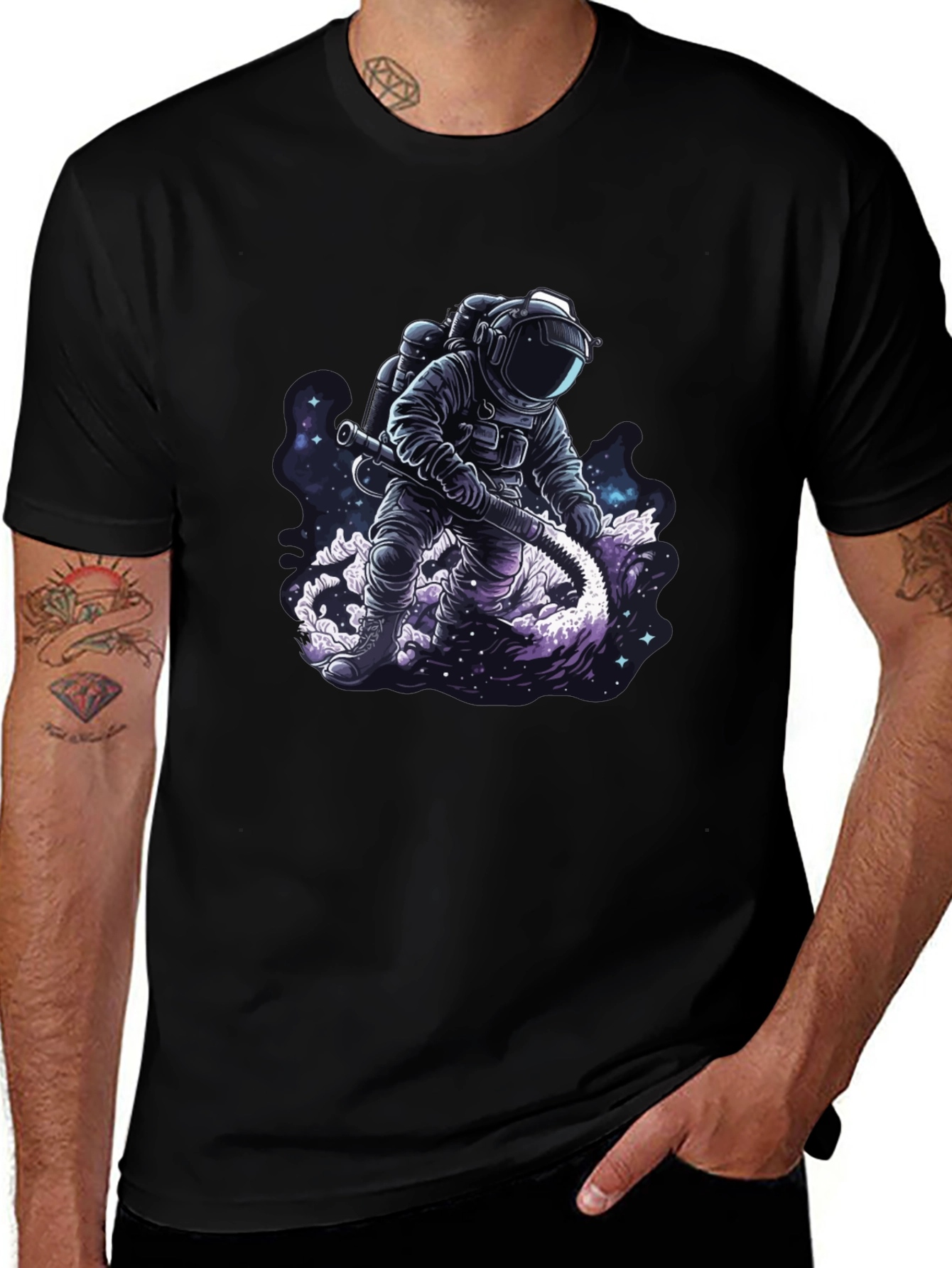 Astronaut Space Hose Black T-Shirt