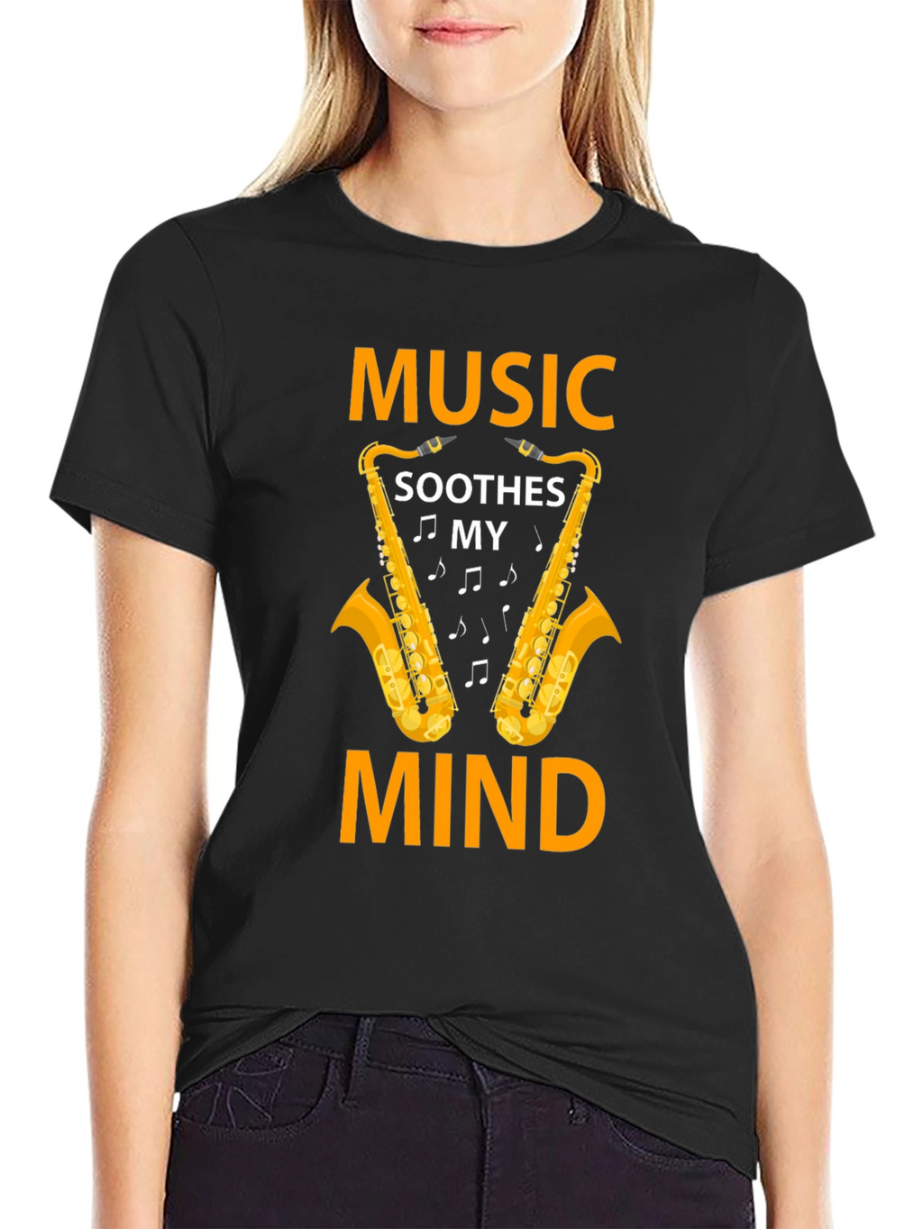 Music Soothes My Mind Saxophone Graphic T-Shirt