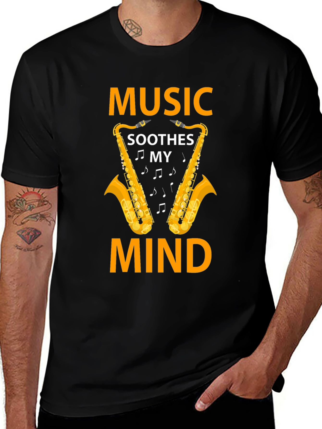 Music Soothes My Mind Saxophone Graphic T-Shirt