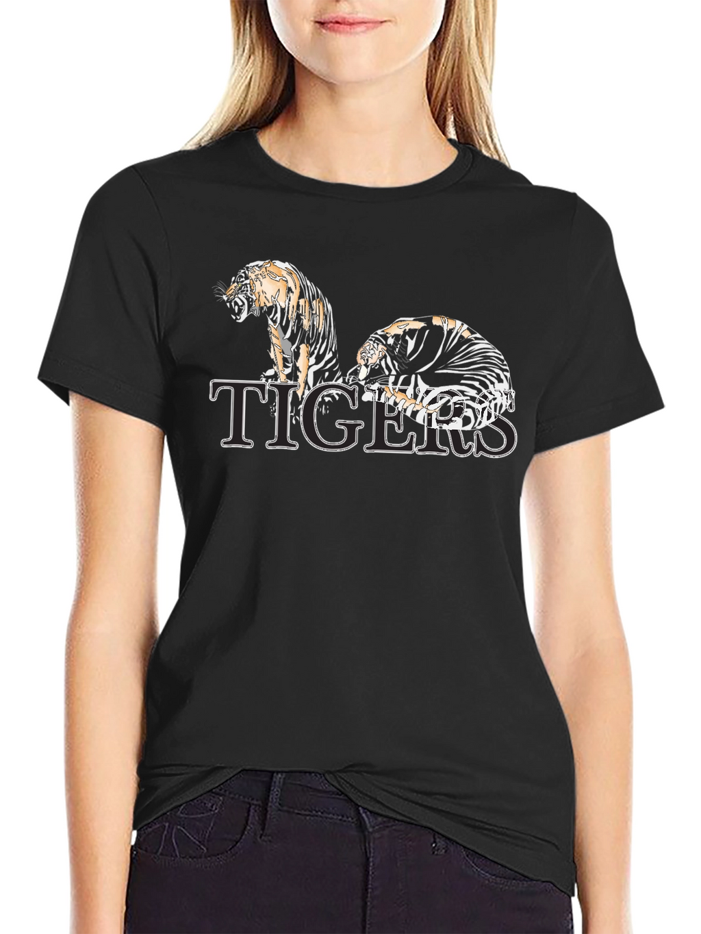Tigers Graphic Print Black T-Shirt