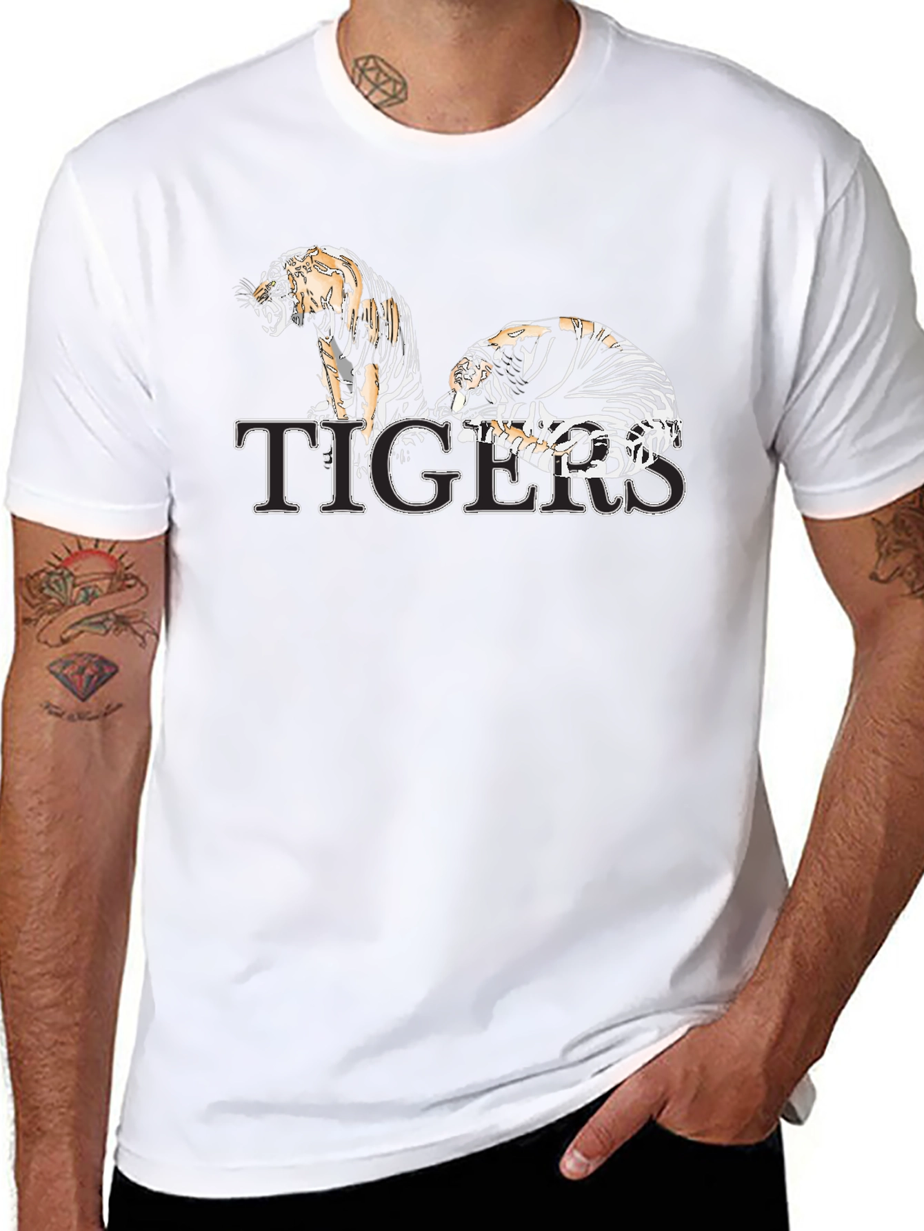 Tigers Graphic Print Black T-Shirt
