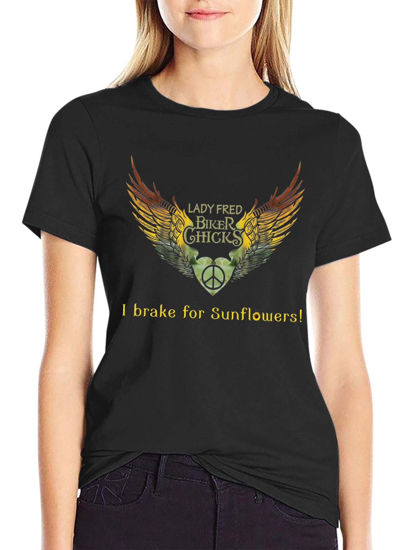 Lady Fred Biker Chicks Sunflower T-Shirt