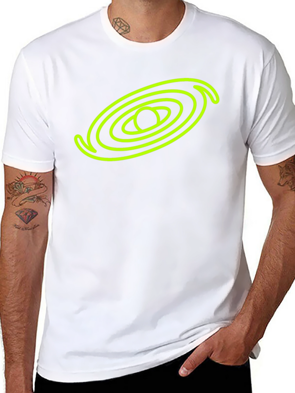 Black T-Shirt with Neon Galaxy Design