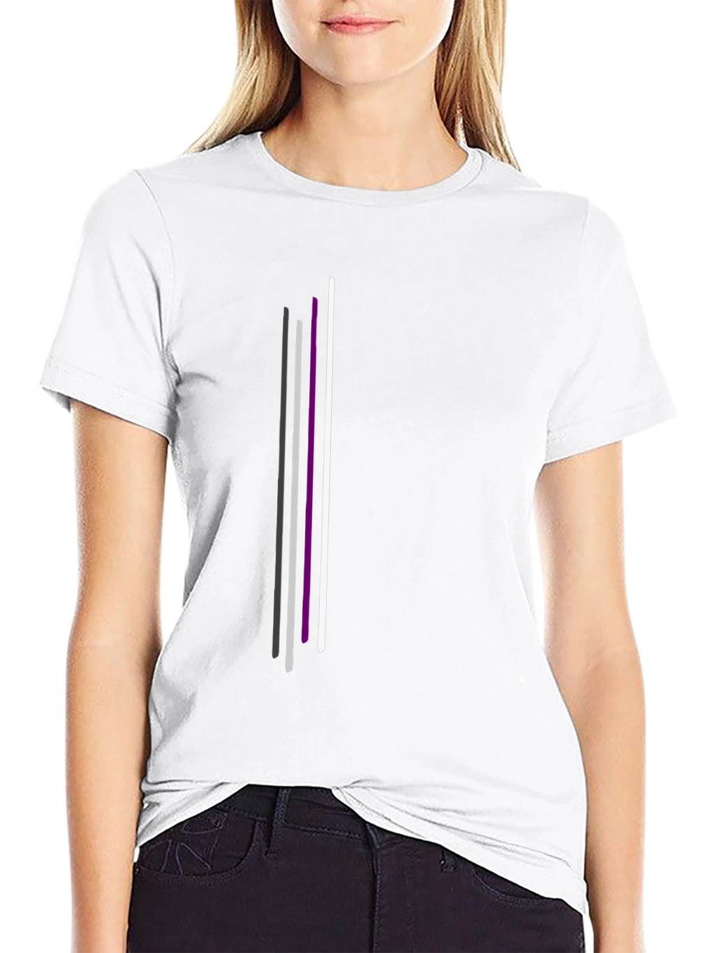 Asexual Pride Vertical Stripes Black T-Shirt