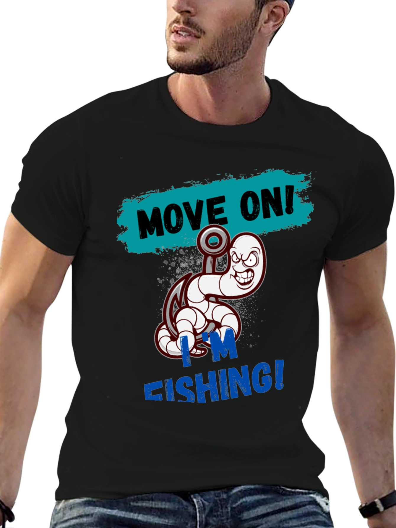Fishing Worm Graphic Tee - Move On Im Fishing!