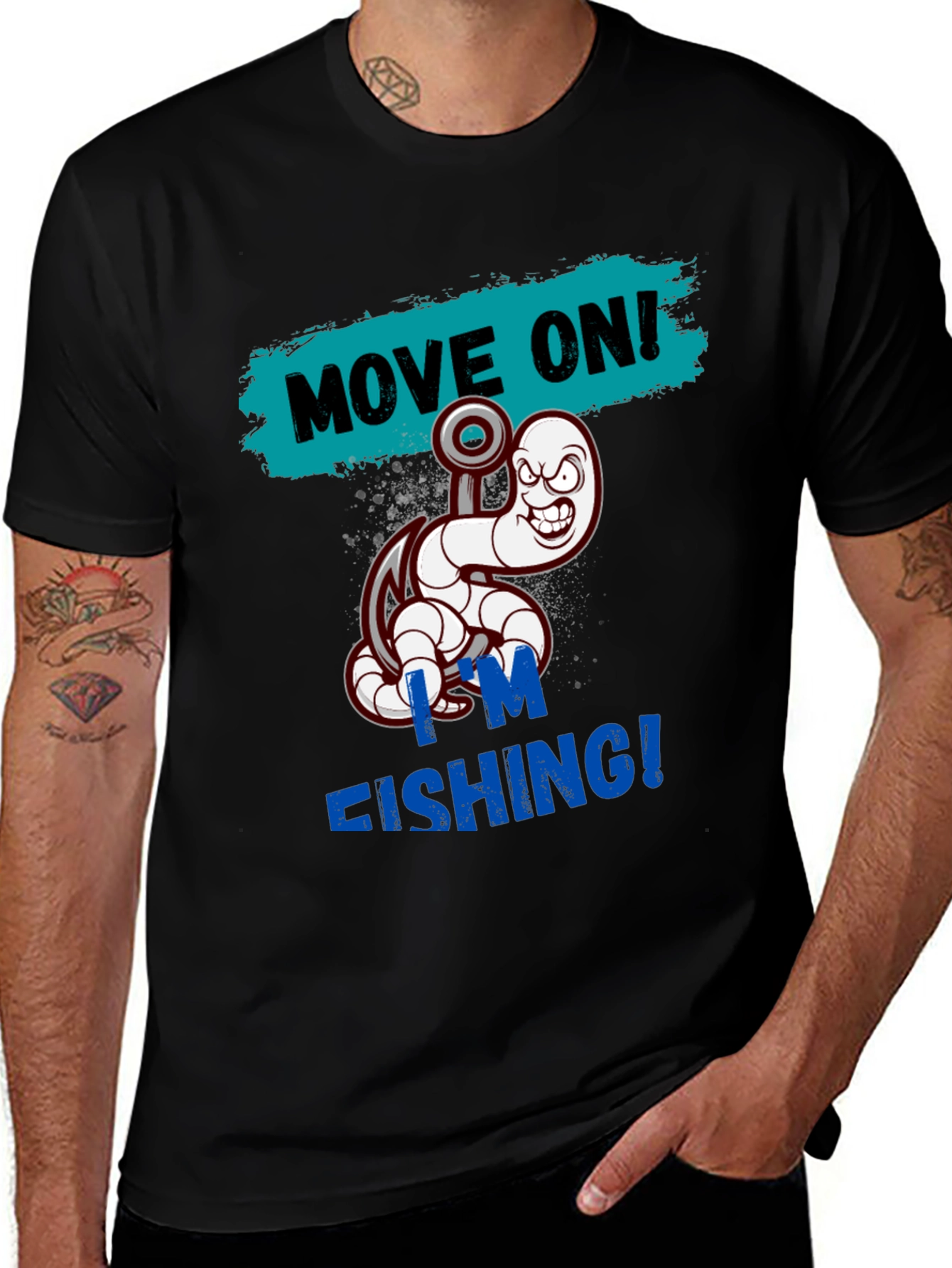 Fishing Worm Graphic Tee - Move On Im Fishing!