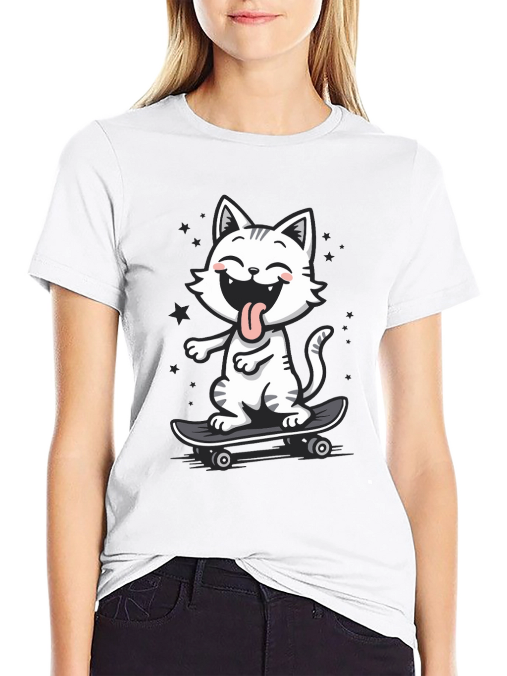 Cool Cat Skateboarder Graphic Tee