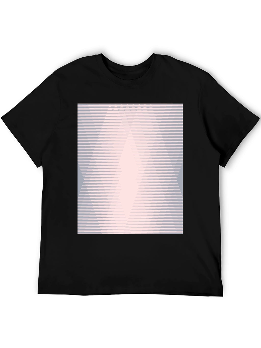 Geometric Line Pattern Black Graphic Tee