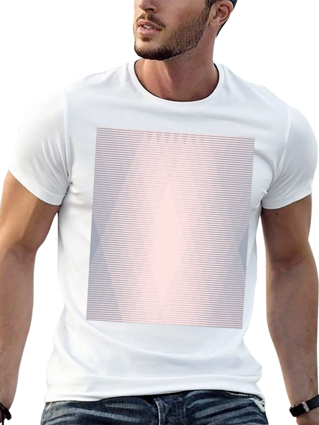 Geometric Line Pattern Black Graphic Tee