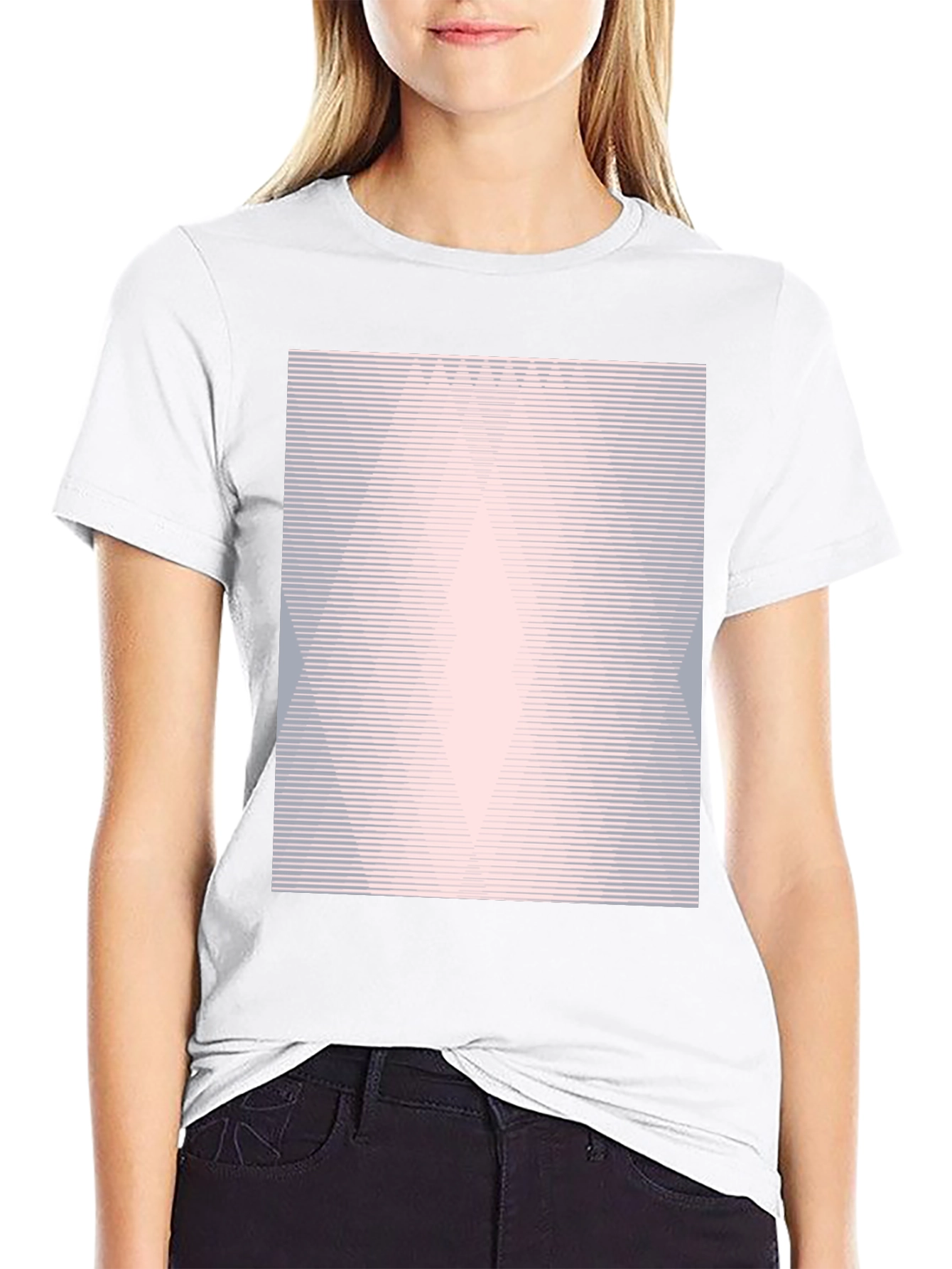 Geometric Line Pattern Black Graphic Tee