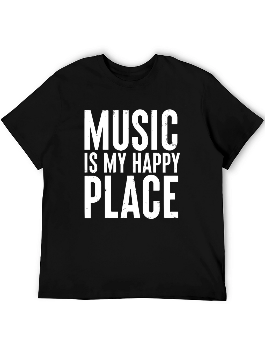 Music Is My Happy Place Black Graphic T-Shirt