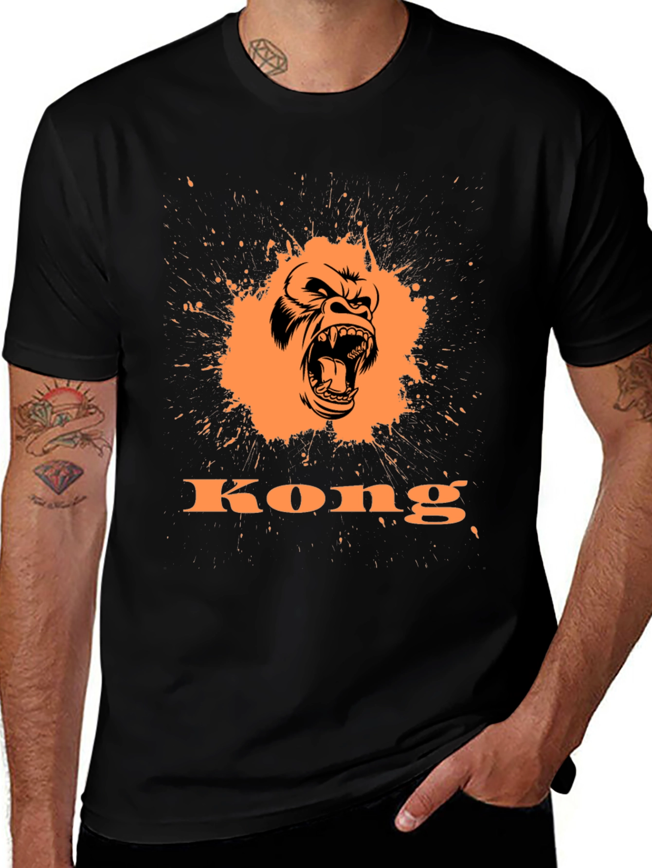 Kong Graphic Tee - Fierce Gorilla Design Black T-Shirt