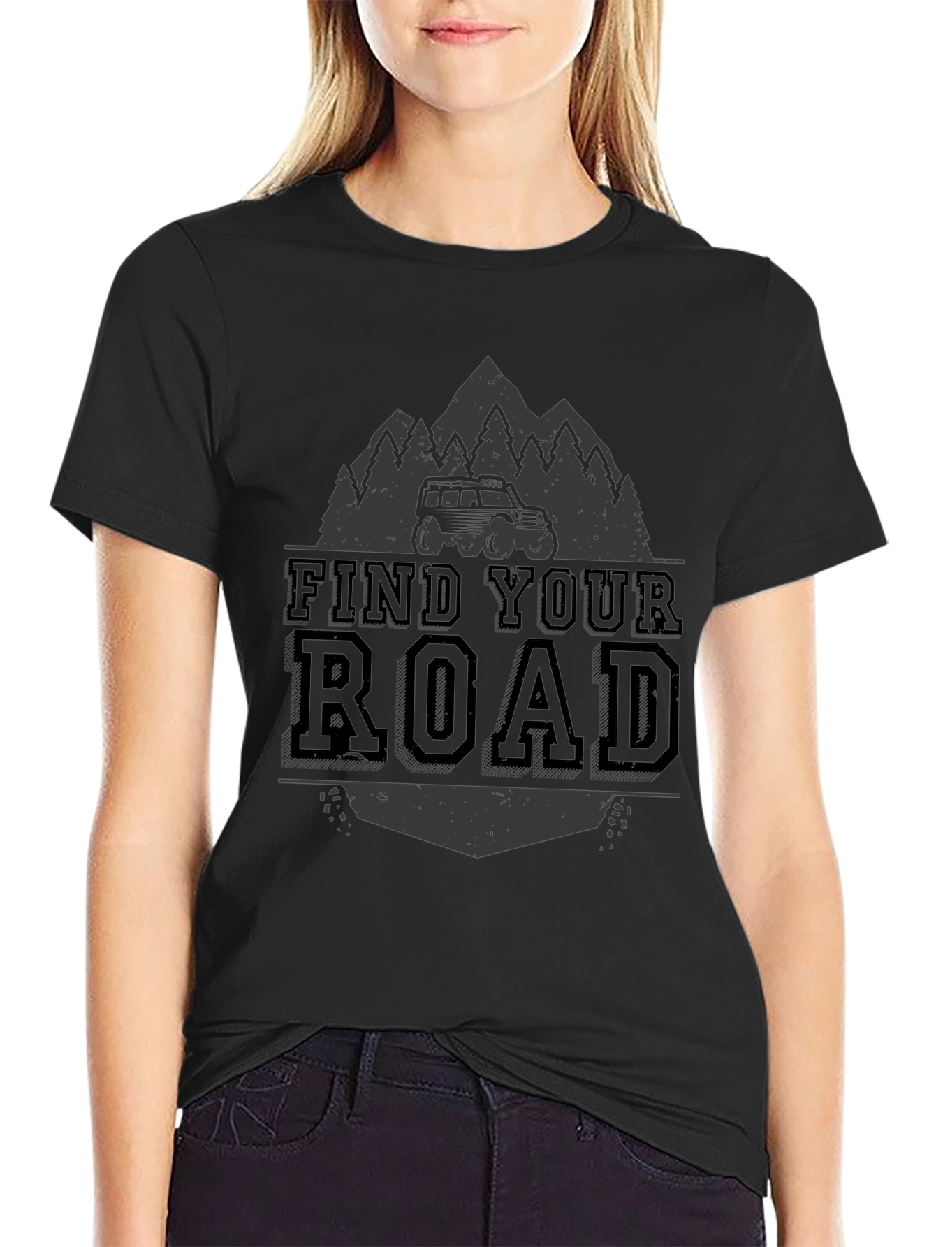 Find Your Road Black Graphic Tee