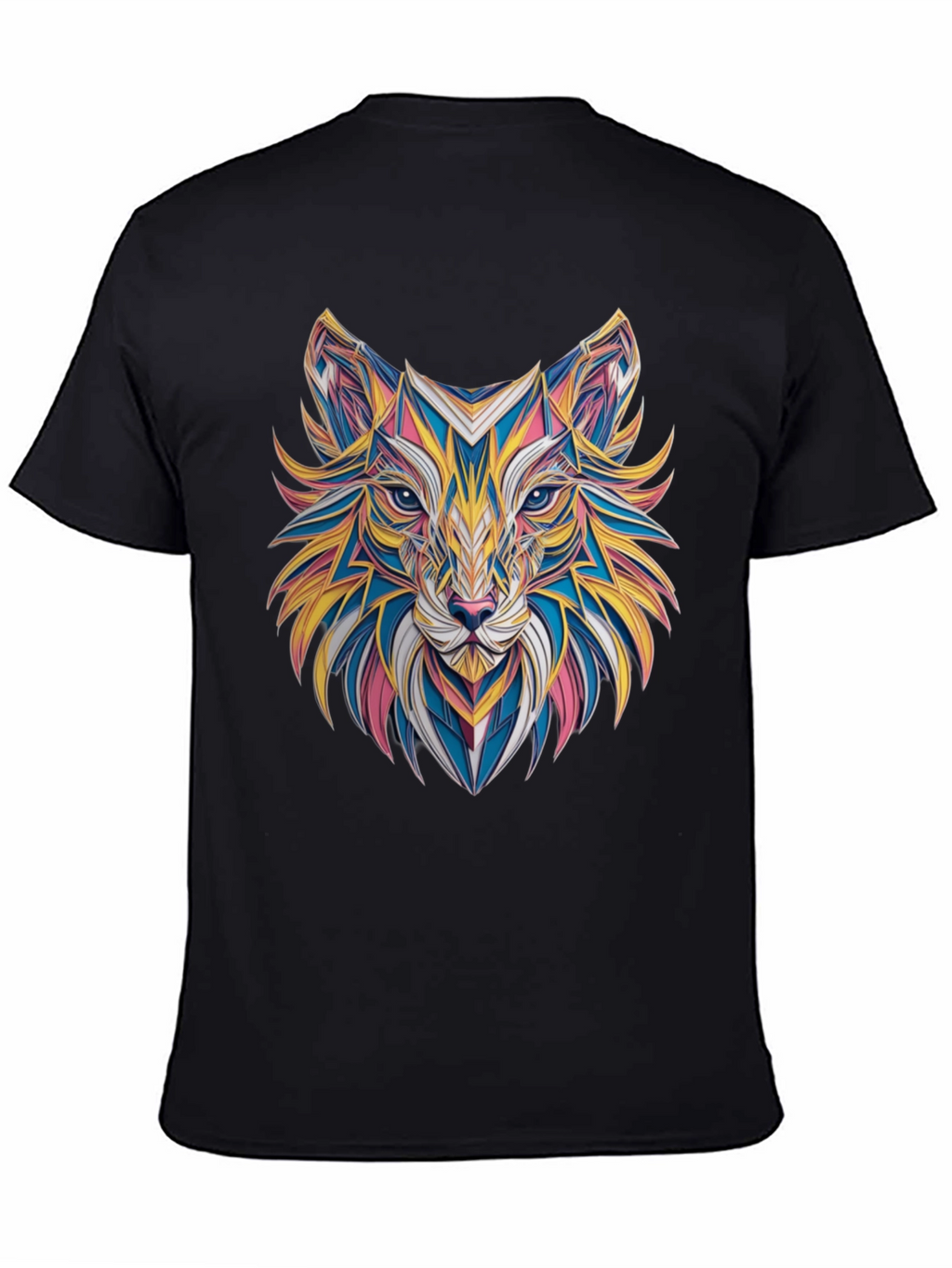 Geometric Fox Graphic Black T-Shirt