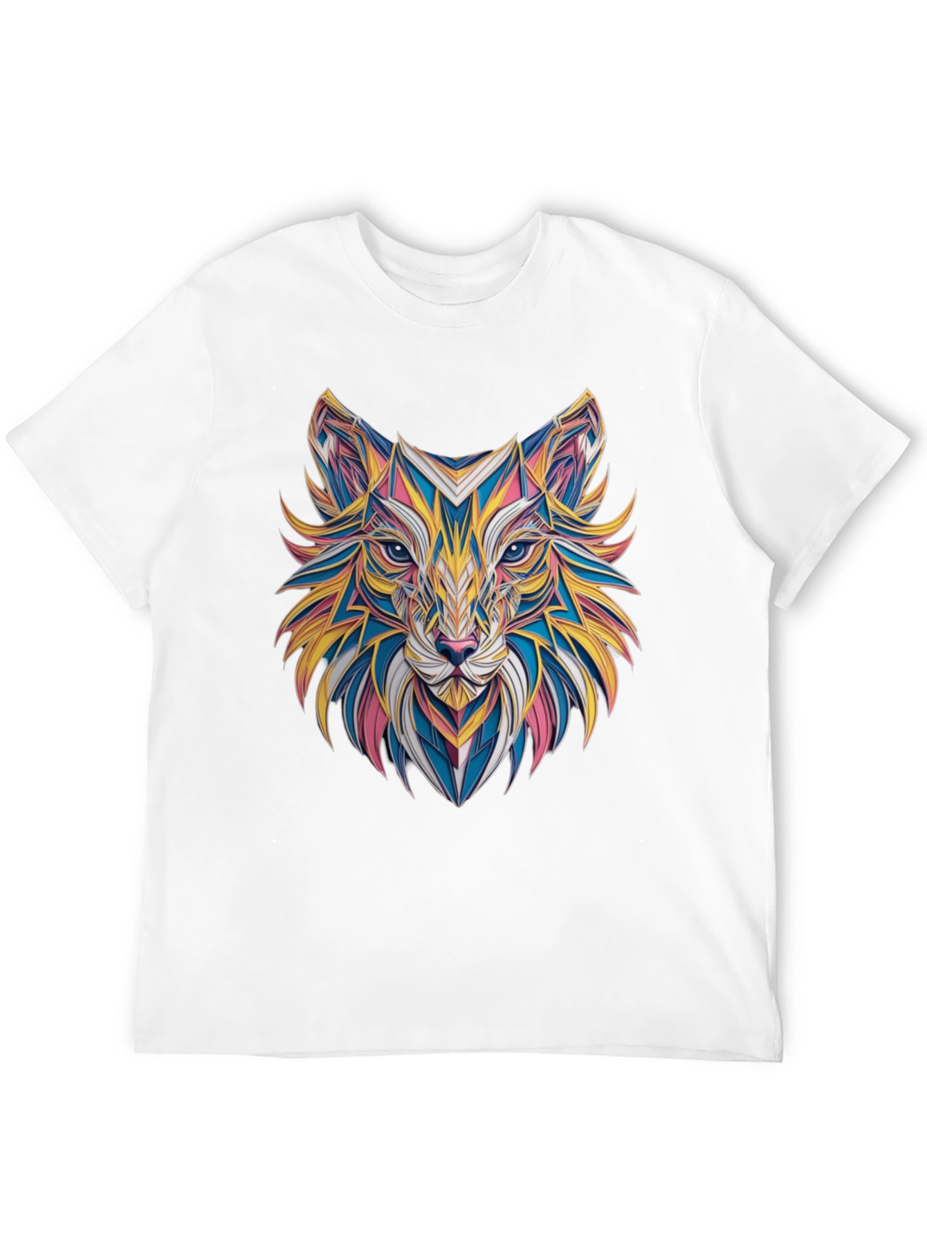 Geometric Fox Graphic Black T-Shirt