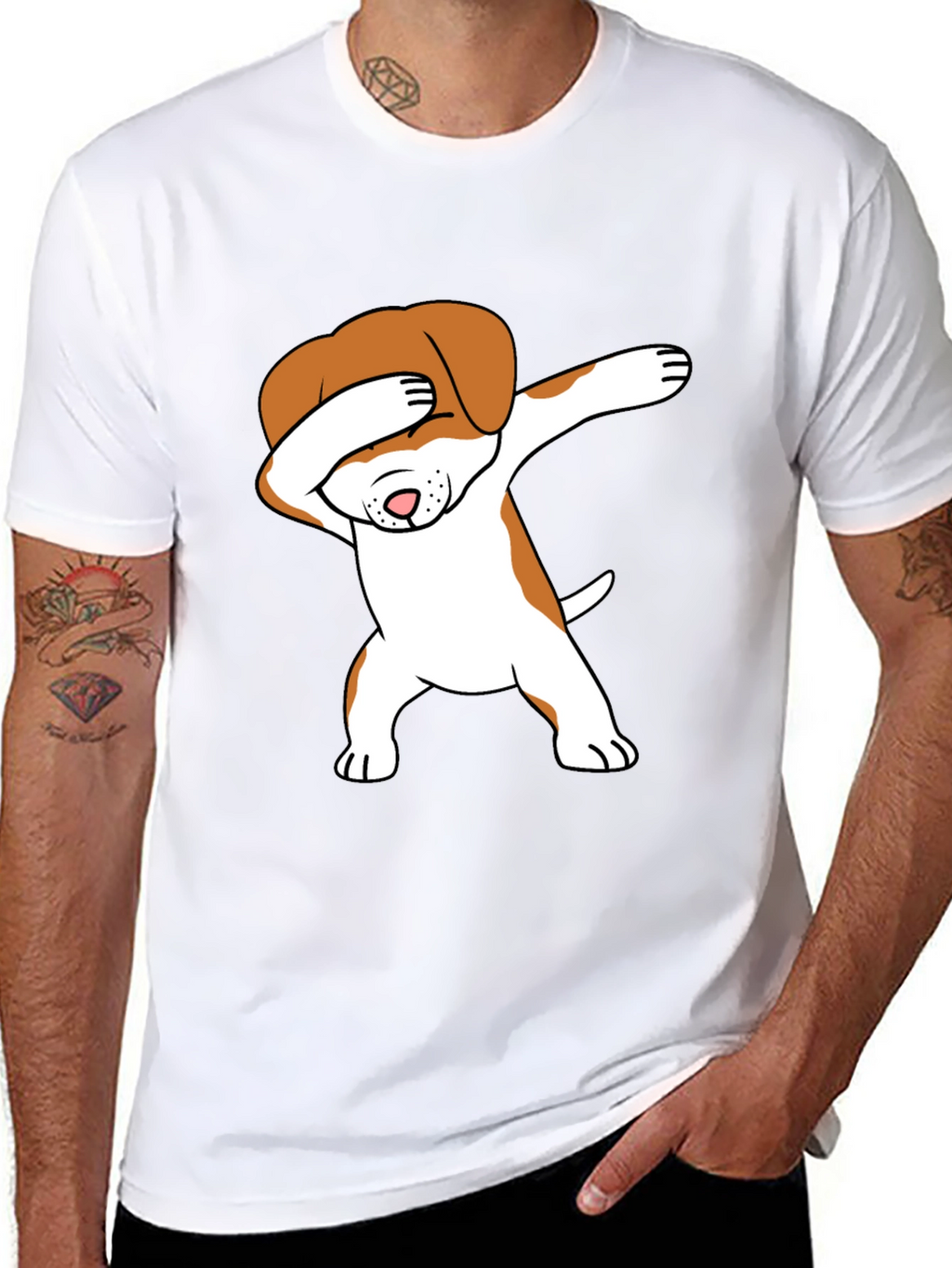 Dabbing Dog Graphic Tee - Trendy T-Shirt