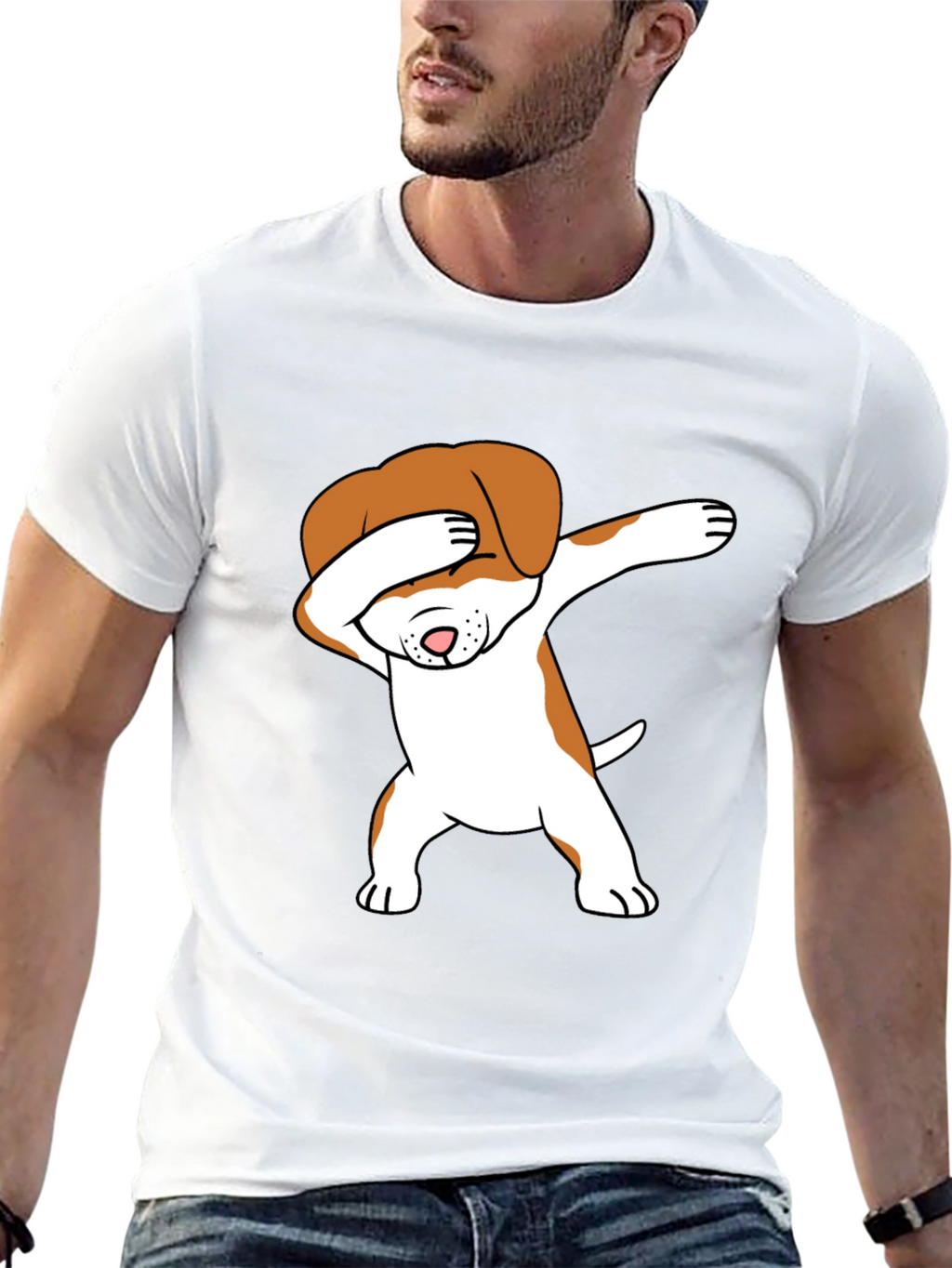 Dabbing Dog Graphic Tee - Trendy T-Shirt