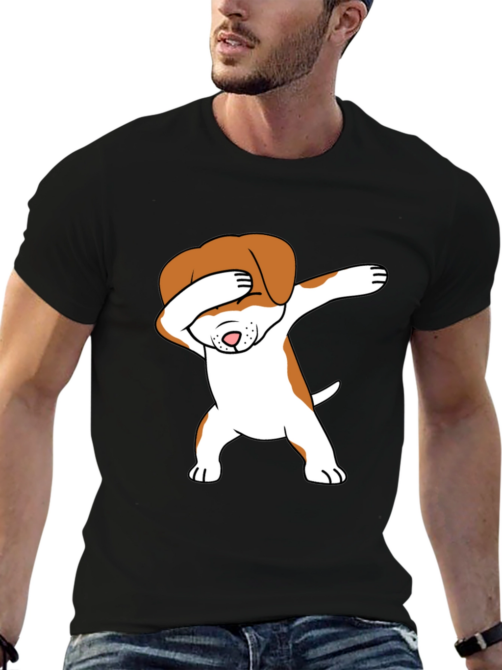 Dabbing Dog Graphic Tee - Trendy T-Shirt