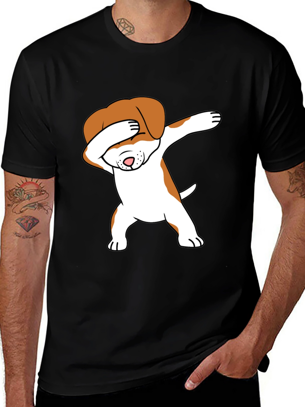 Dabbing Dog Graphic Tee - Trendy T-Shirt