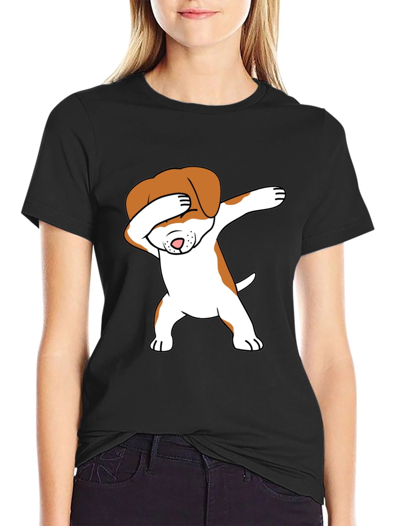 Dabbing Dog Graphic Tee - Trendy T-Shirt