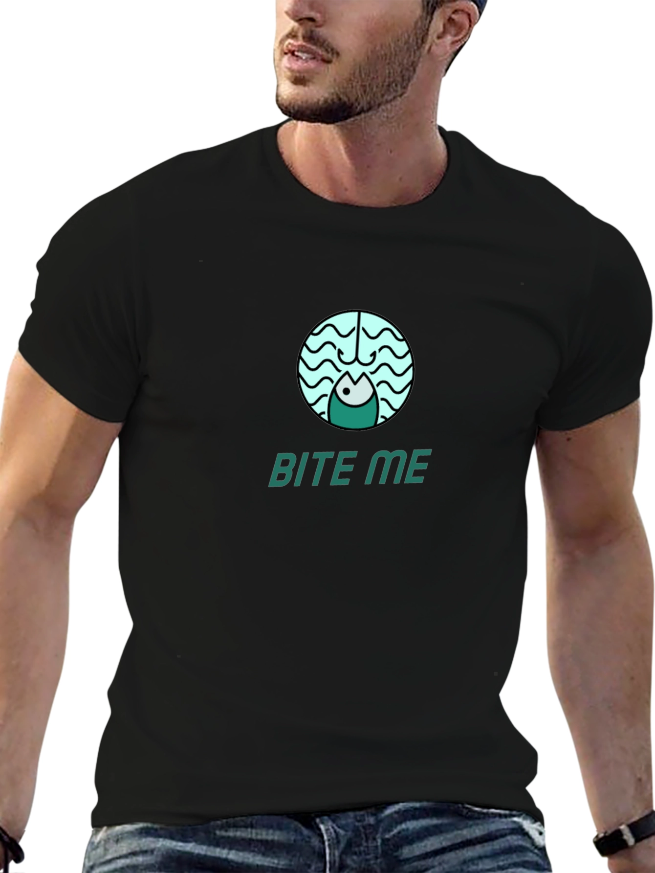 Bite Me Fish Hook Tee - Fishing Humor Graphic T-Shirt