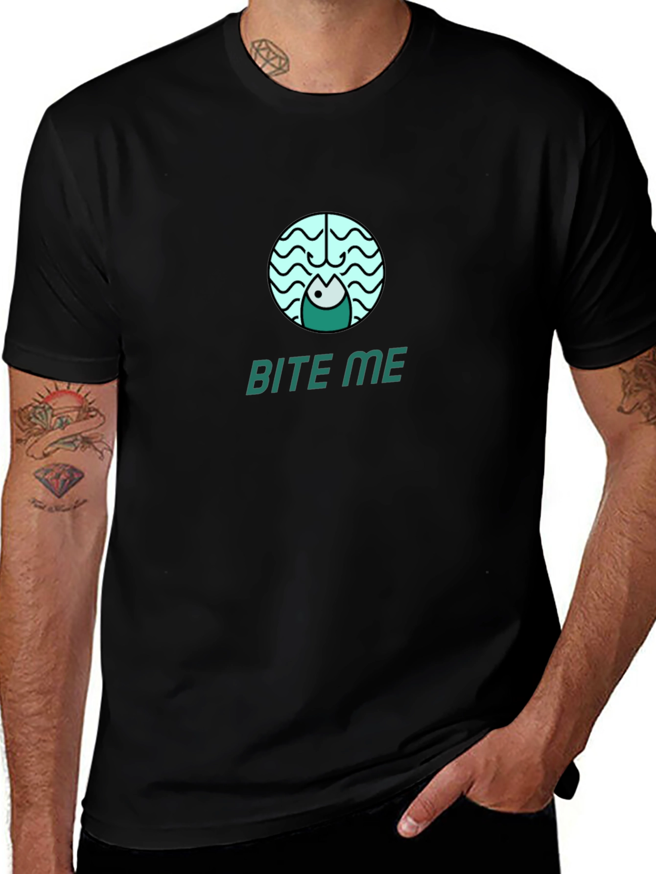 Bite Me Fish Hook Tee - Fishing Humor Graphic T-Shirt