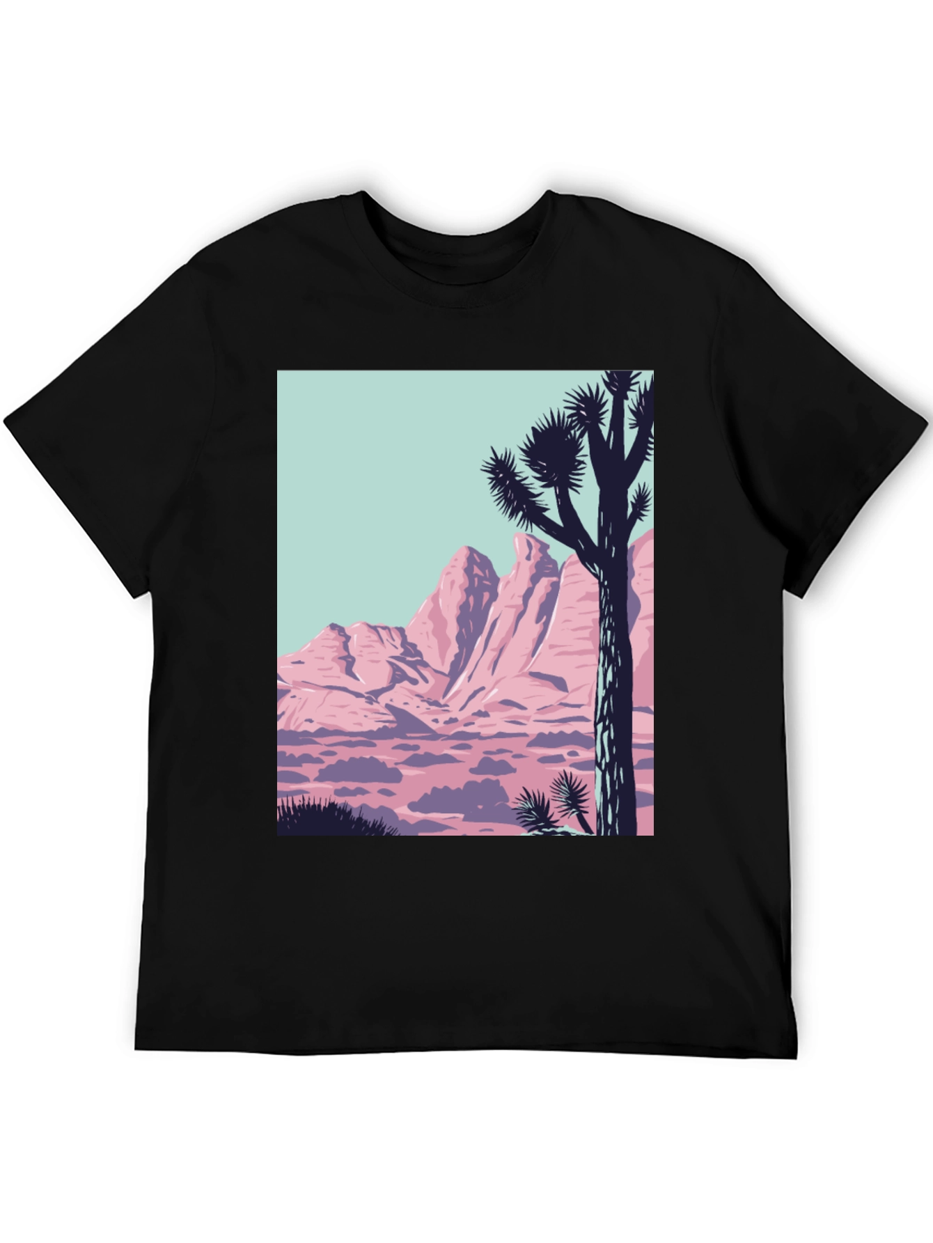 Retro Desert Graphic Tee - Black Crew Neck