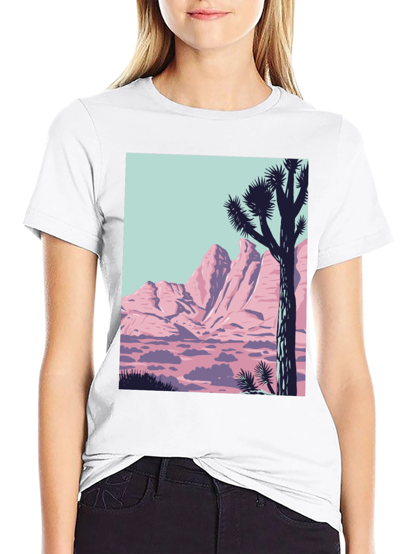 Retro Desert Graphic Tee - Black Crew Neck