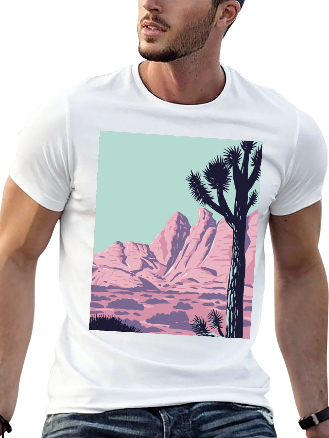 Retro Desert Graphic Tee - Black Crew Neck
