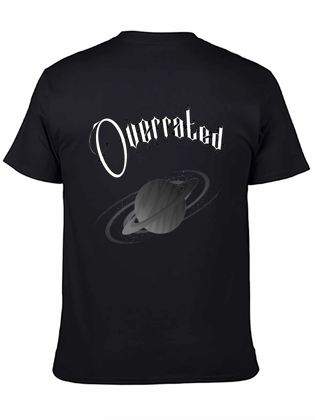 Overrated Saturn Graphic Black T-Shirt