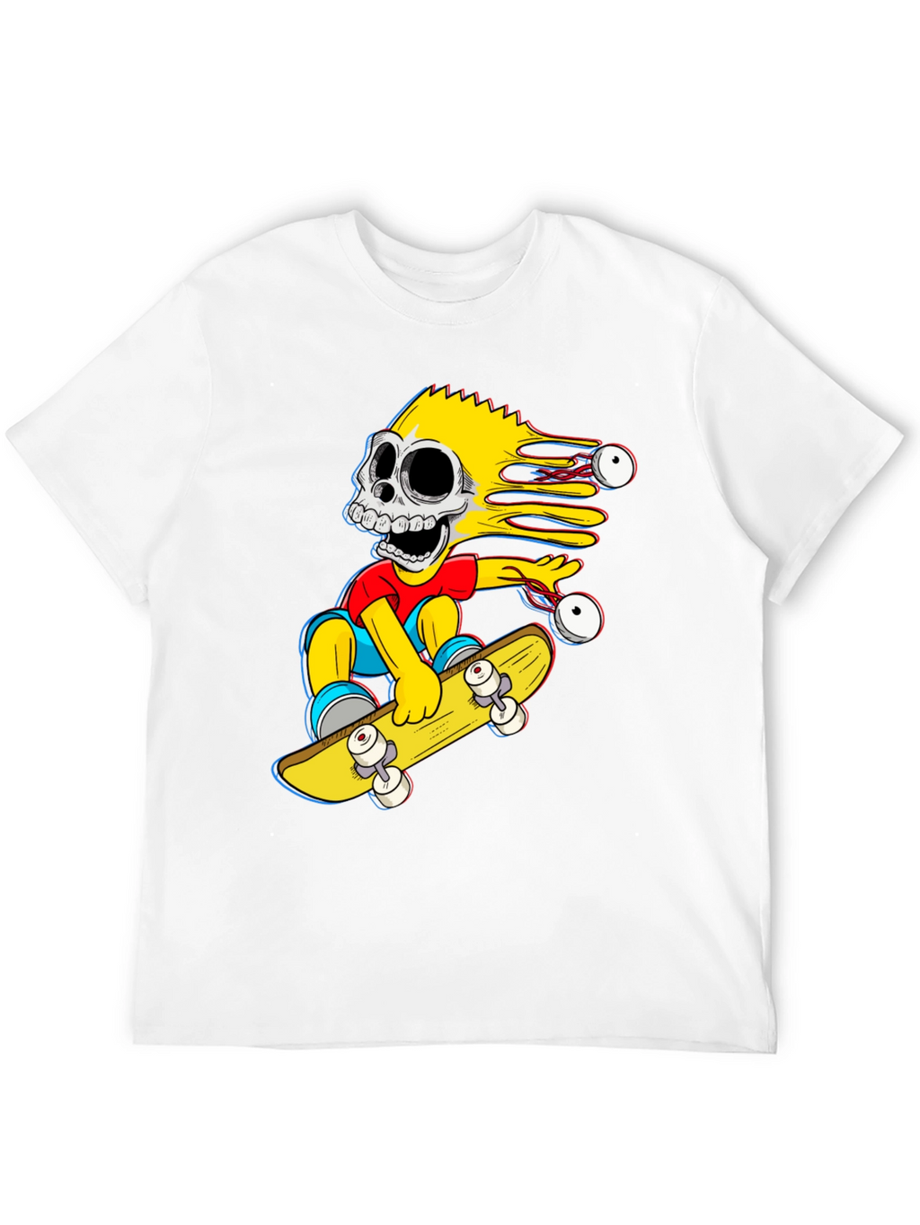 Skeleton Bart Simpson Skateboard Graphic Tee