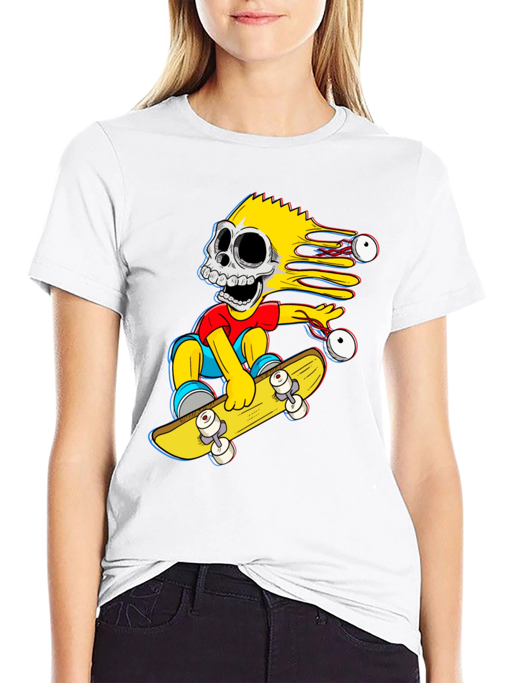 Skeleton Bart Simpson Skateboard Graphic Tee
