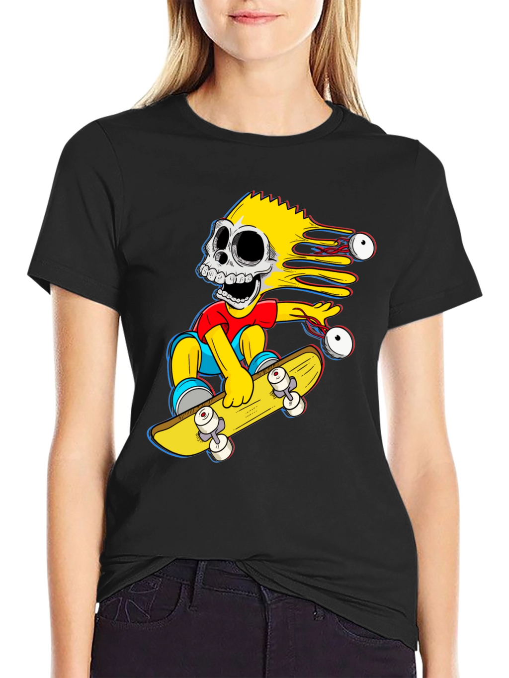 Skeleton Bart Simpson Skateboard Graphic Tee