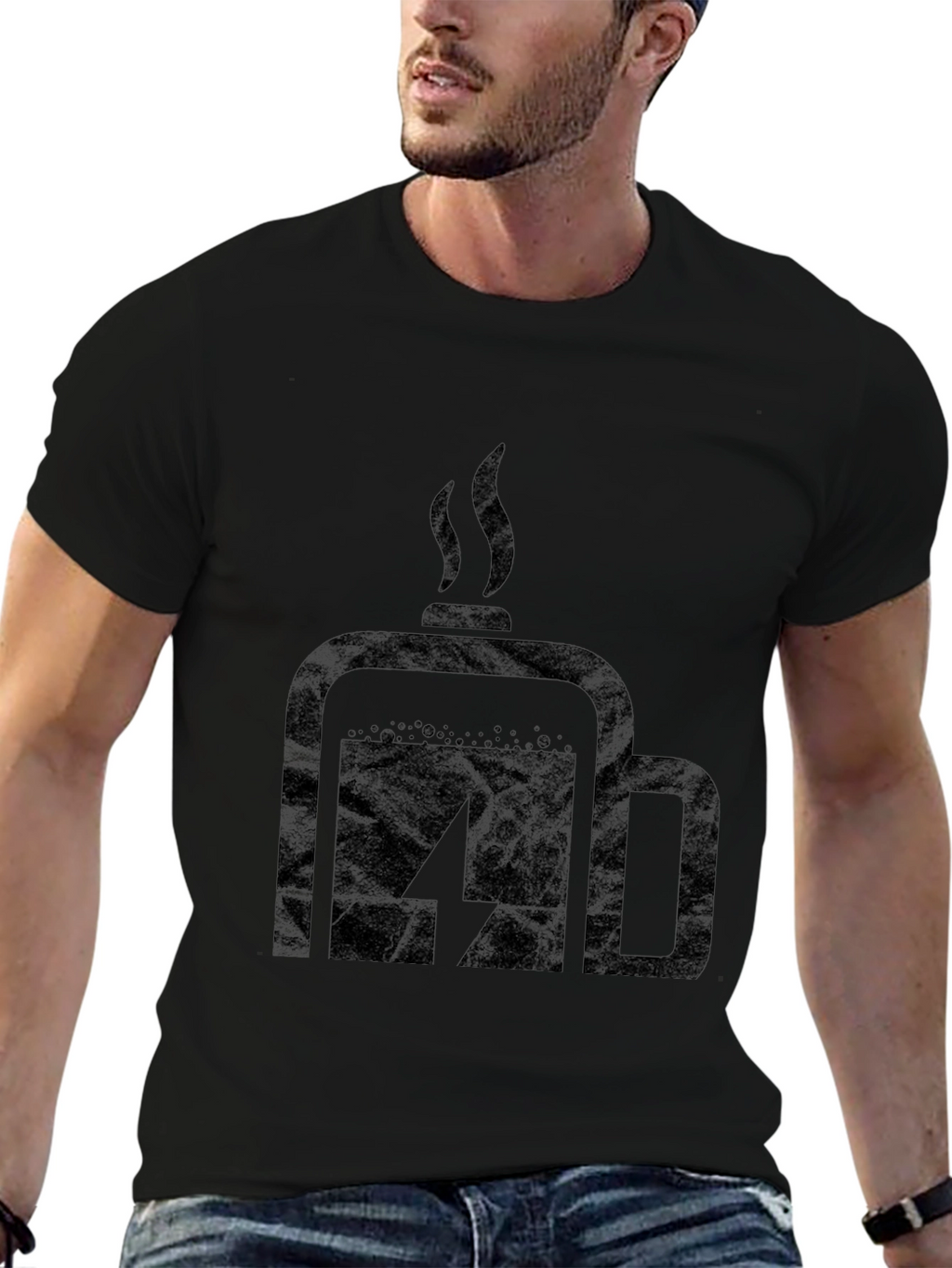 Coffee Charge Mens Black T-Shirt