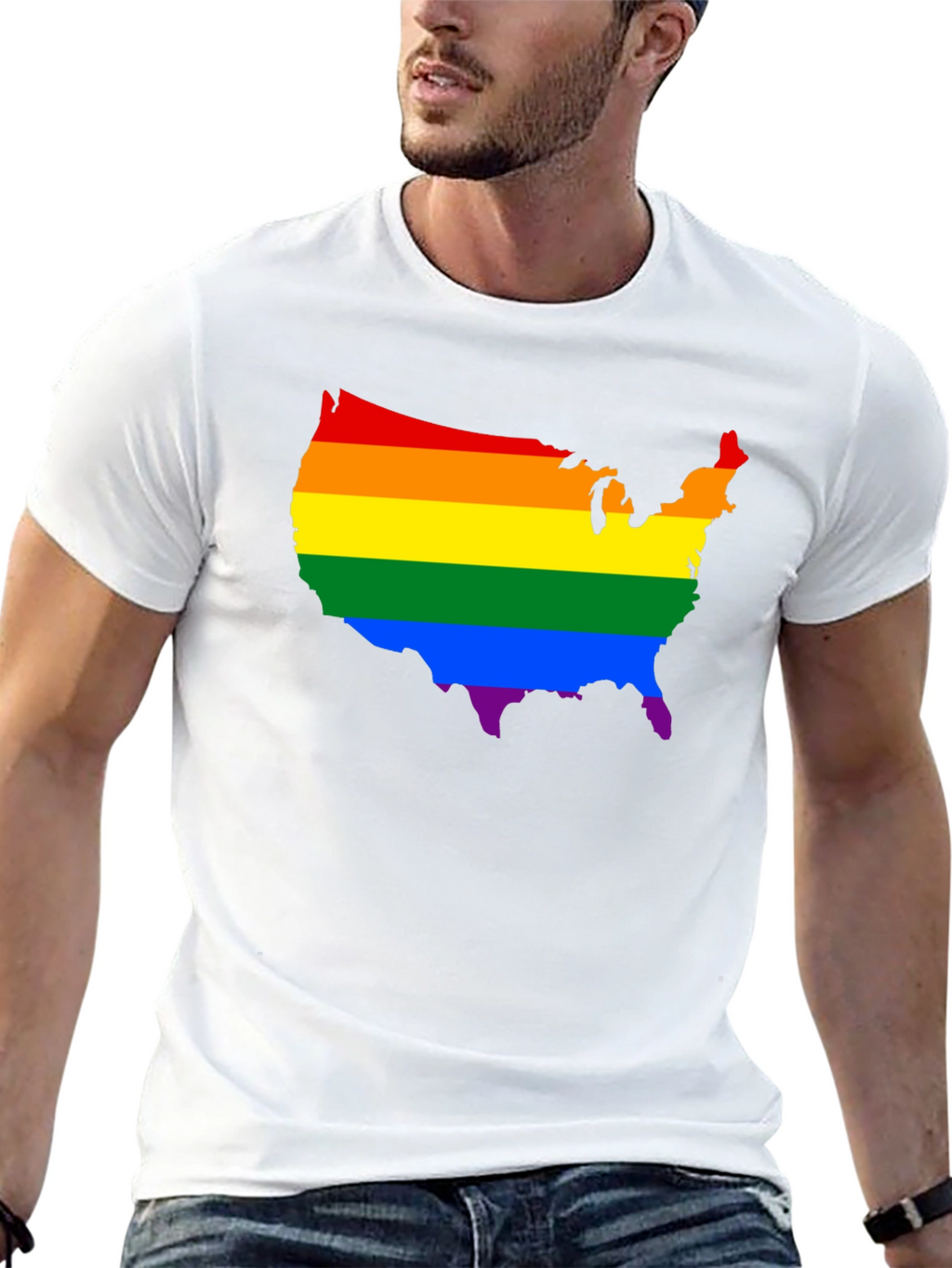 Rainbow USA Map Pride T-Shirt