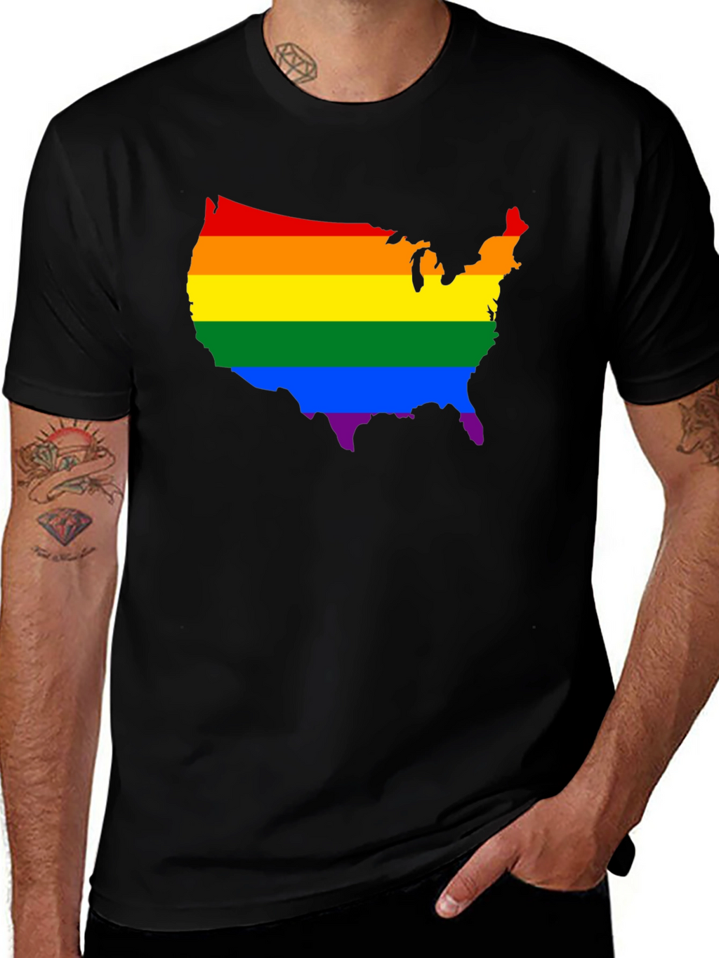 Rainbow USA Map Pride T-Shirt