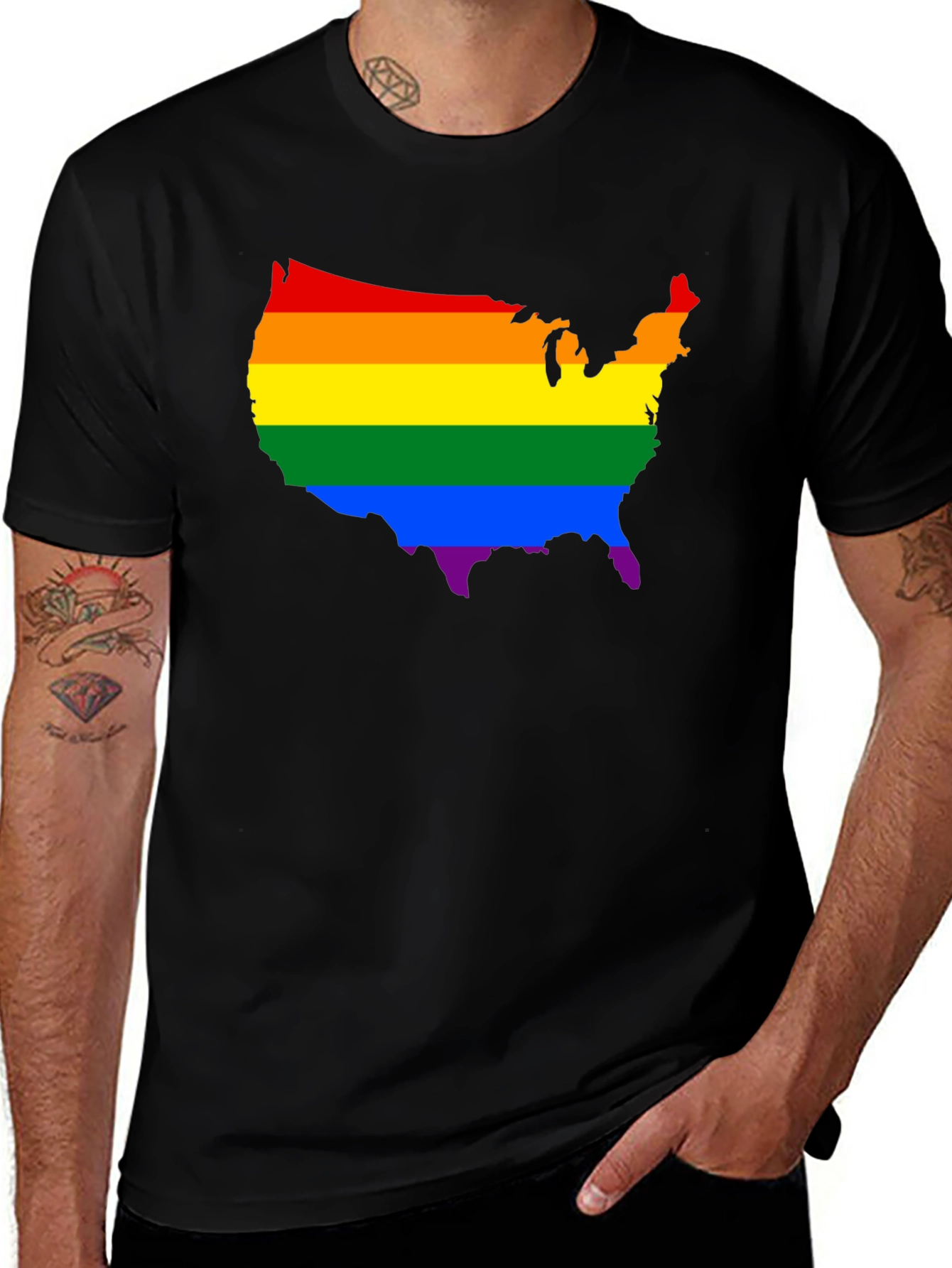 Rainbow USA Map Pride T-Shirt