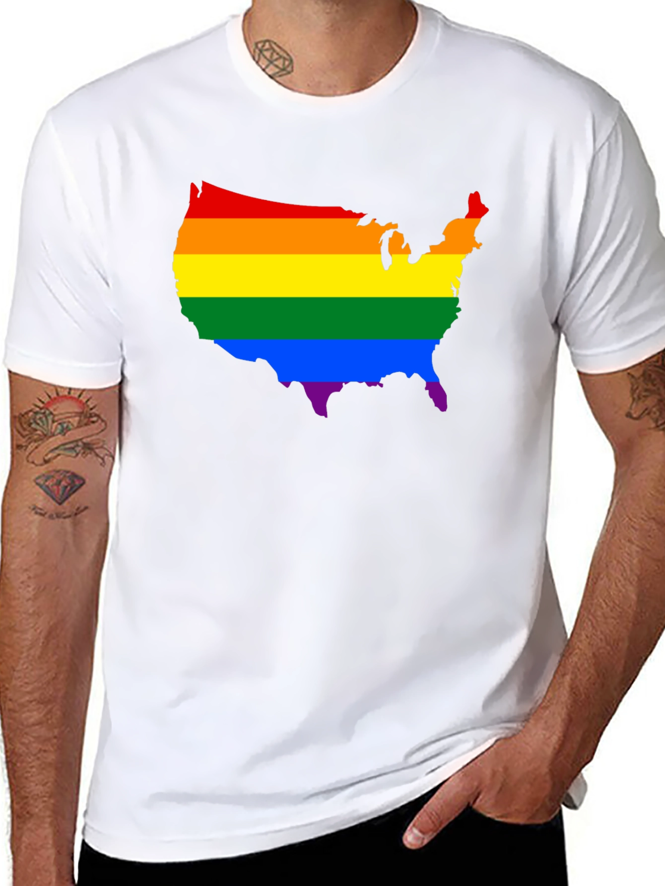 Rainbow USA Map Pride T-Shirt