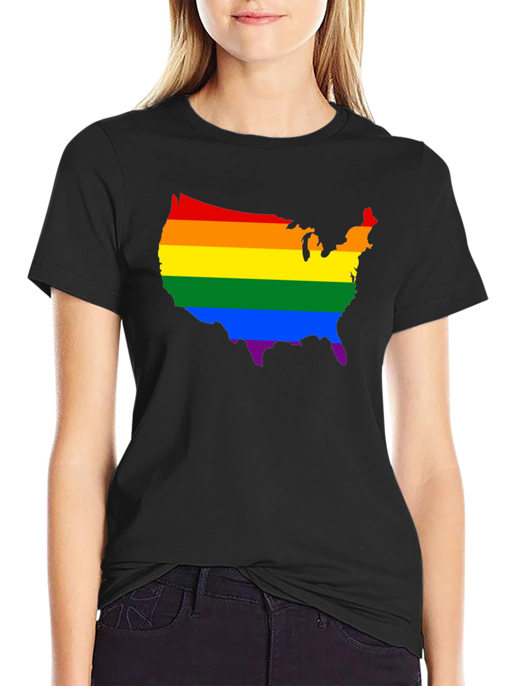 Rainbow USA Map Pride T-Shirt