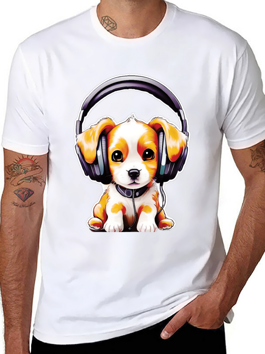 Puppy DJ T-Shirt: Cute Dog with Headphones