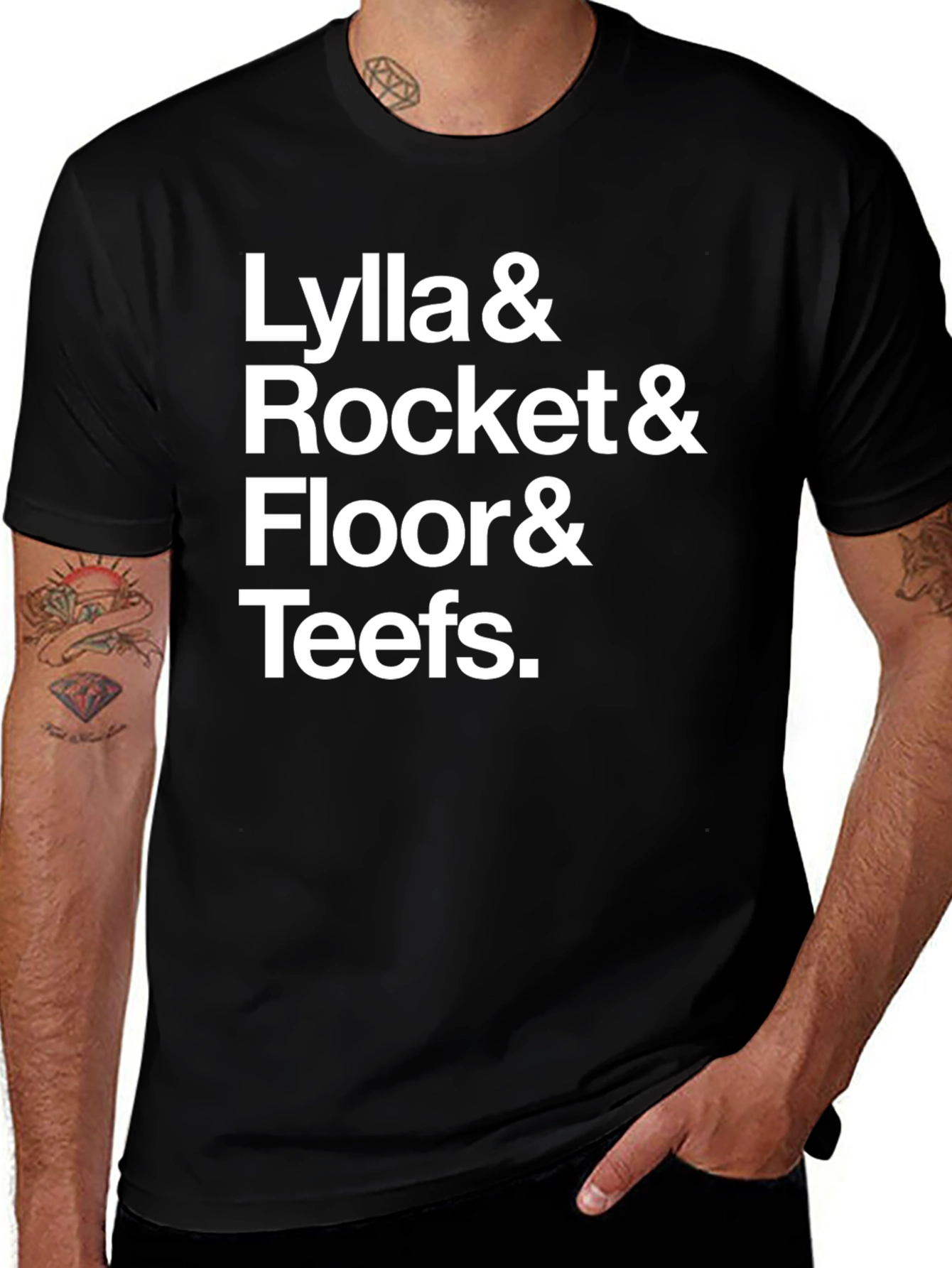 Llyla & Rocket & Floor & Teefs Black Graphic Tee