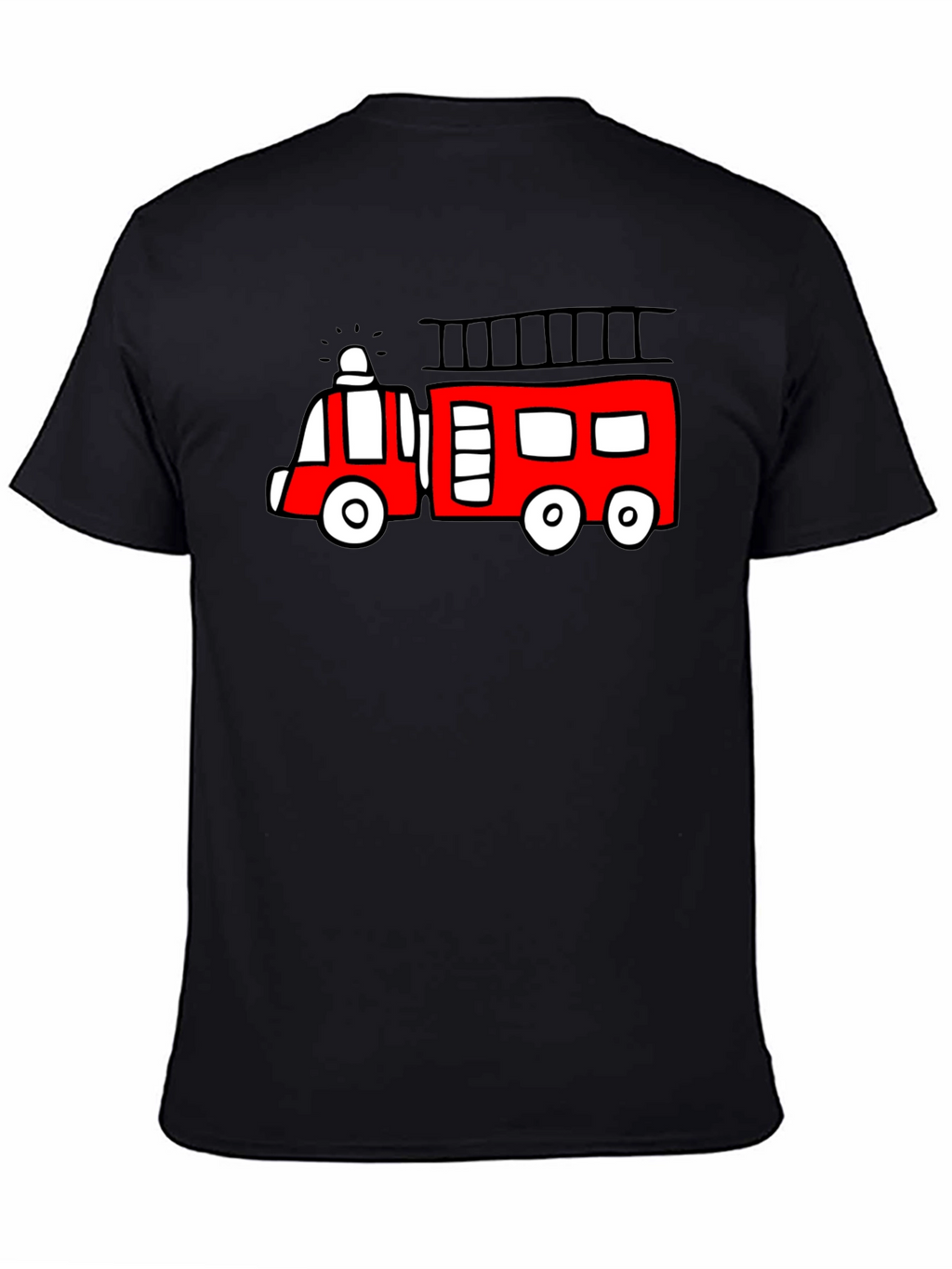 Fire Truck Graphic Tee - Novelty Black T-Shirt