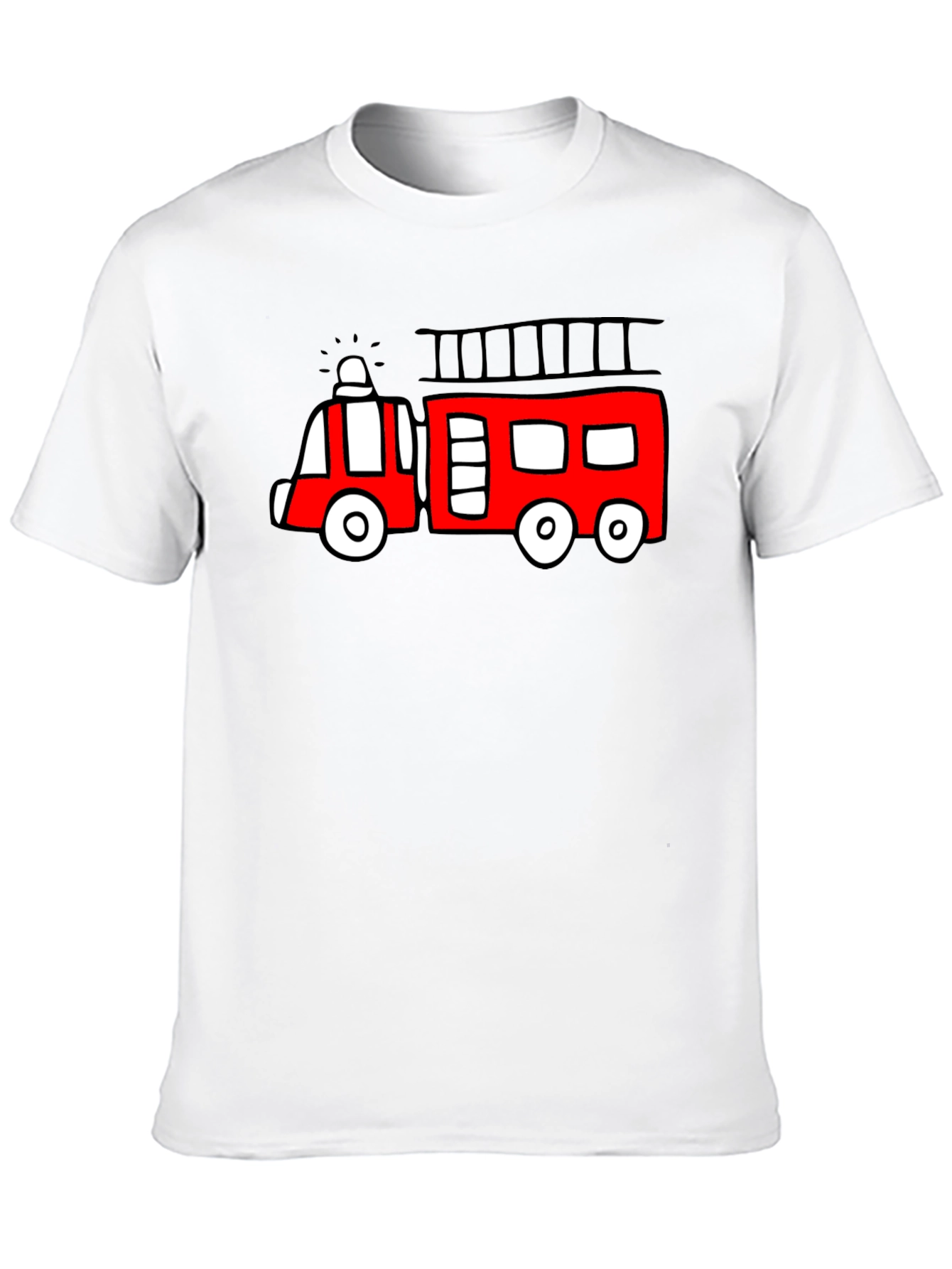 Fire Truck Graphic Tee - Novelty Black T-Shirt