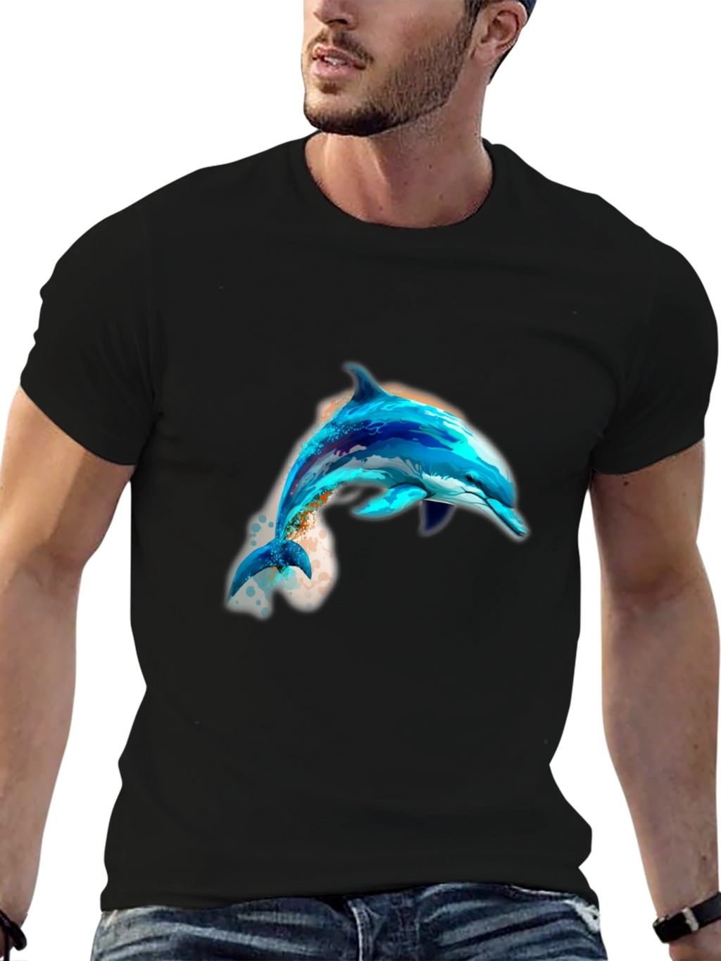 Dolphin Graphic Black T-Shirt